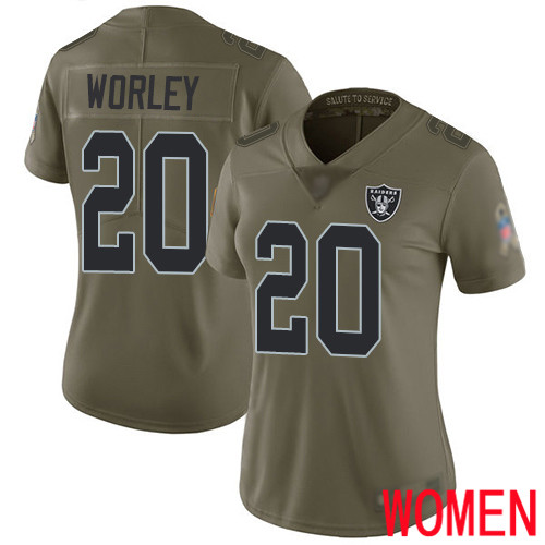 Oakland Raiders Limited Olive Women Daryl Worley Jersey NFL Football #20 2017 Salute to Service Jersey->women nfl jersey->Women Jersey
